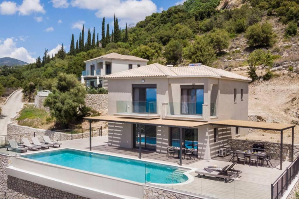 Color Villas-New Villa Green At Trapezaki With Private Pool Mousata Luaran gambar