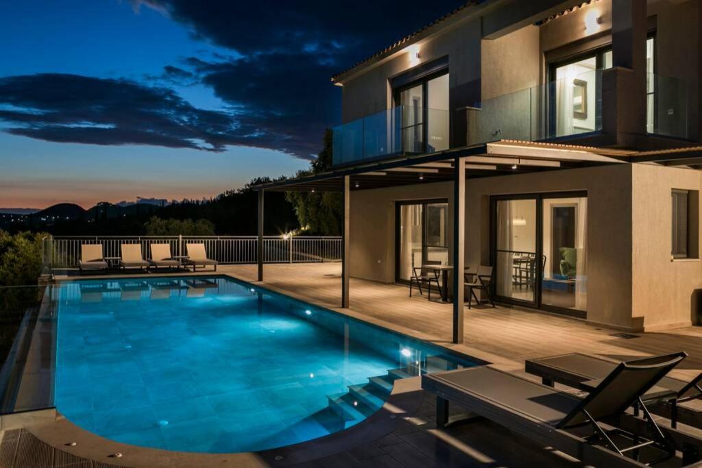 Color Villas-New Villa Green At Trapezaki With Private Pool Mousata Luaran gambar