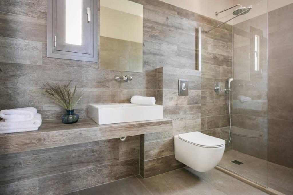 Color Villas-New Villa Green At Trapezaki With Private Pool Mousata Luaran gambar